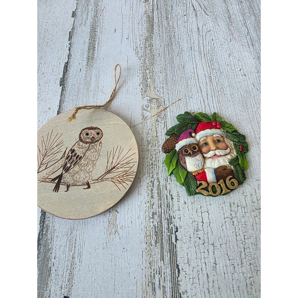 Jim shore owl Santa ornament enesco Heartwood Creek bird Xmas tree